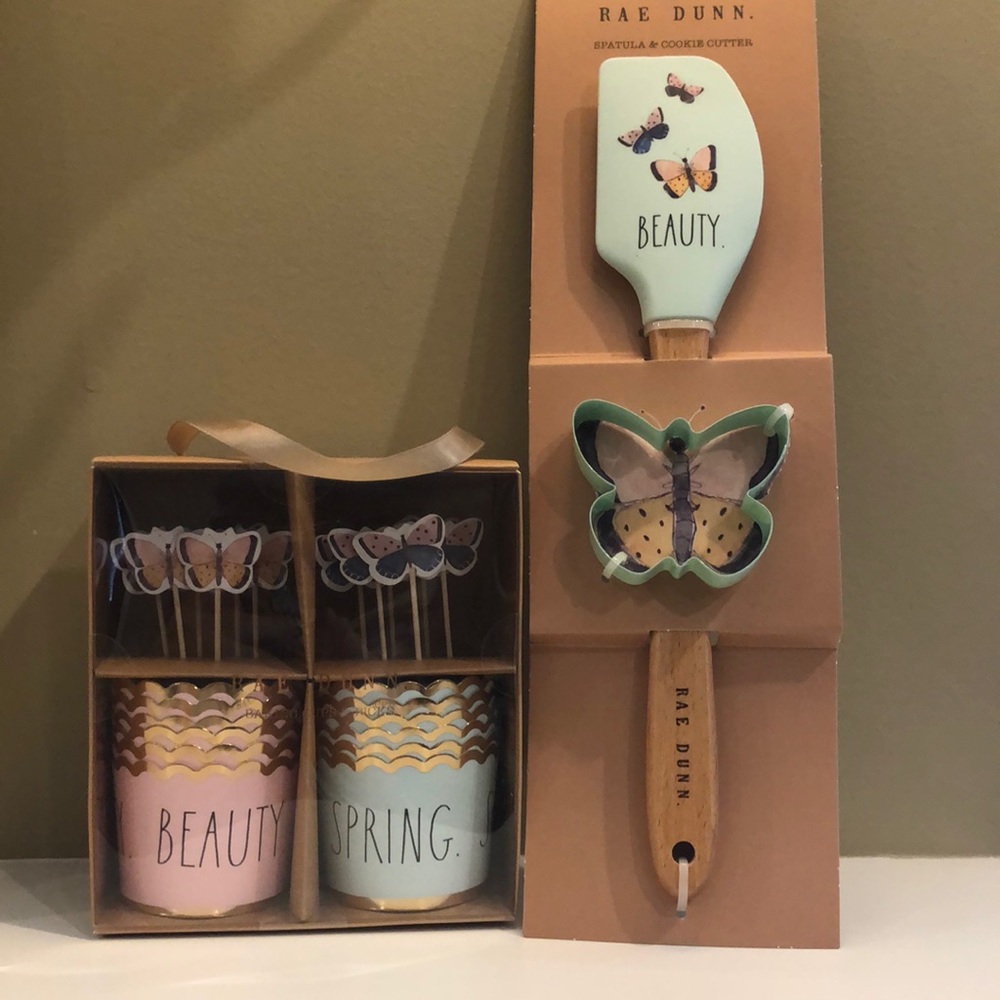 🦋Rae Dunn Spatula Butterfly cutter / butterfly picks/ beauty SPRING baking cups